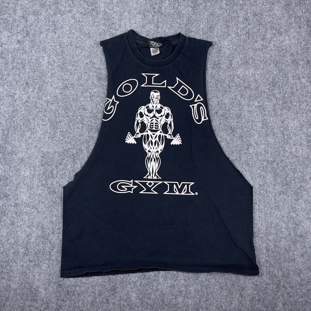 Gold's Gym Muscle Tank Men L Black Vintage Joe Gold Graphic Cut Off Tee